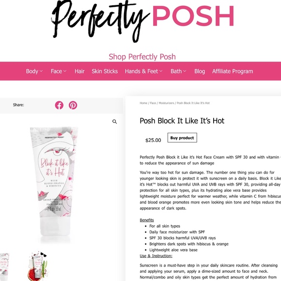 Perfectly Posh "Block It Like It's Hot" face moisturizer - Picture 3 of 3